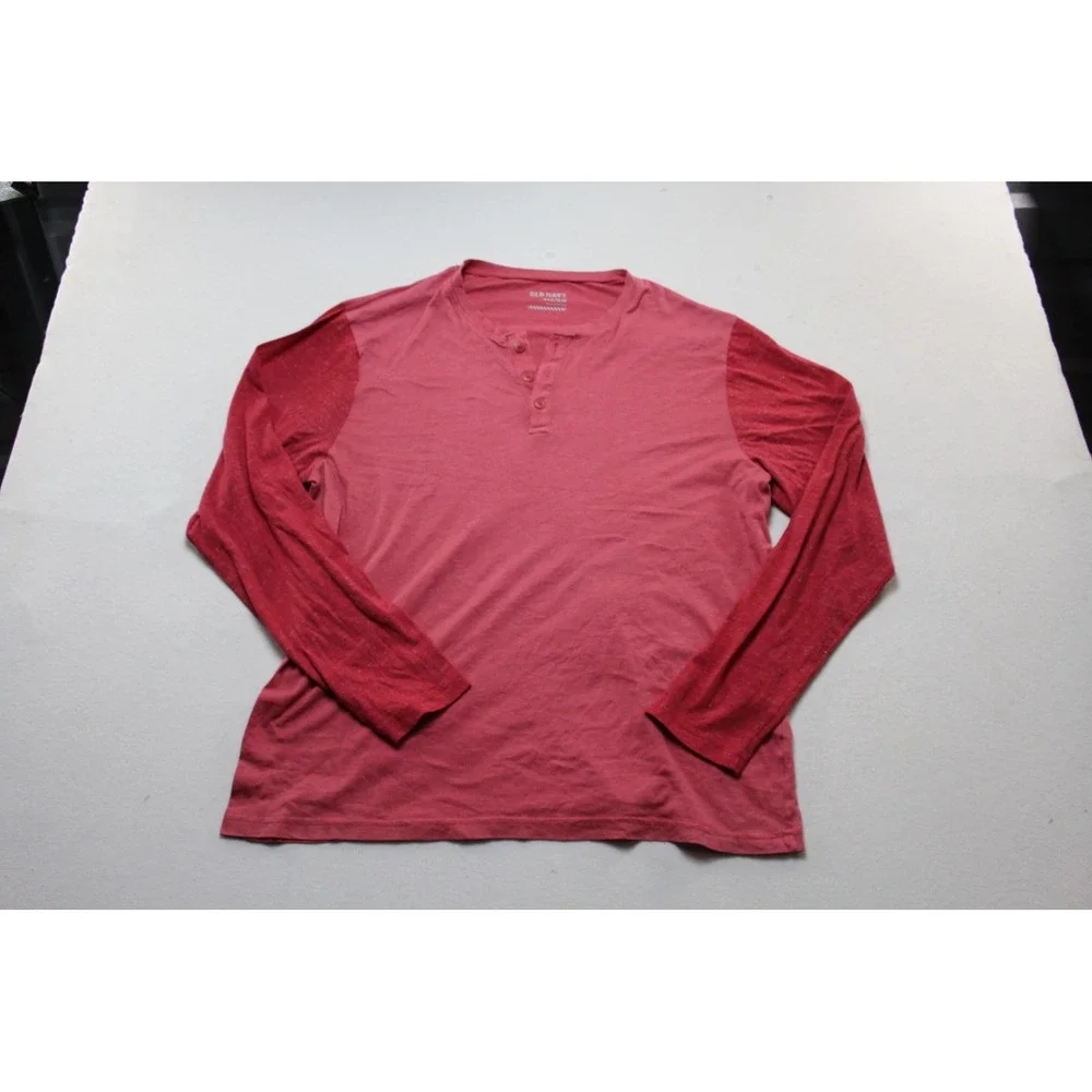 Old Navy Henley Top Womens Extra Large Red Excellent Long Sleeve Colorblock